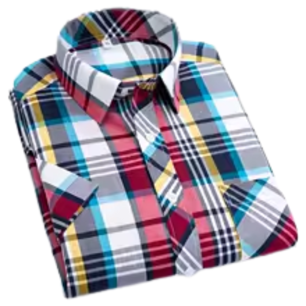 Kortærmet Ternet Skjorte i Bomuld