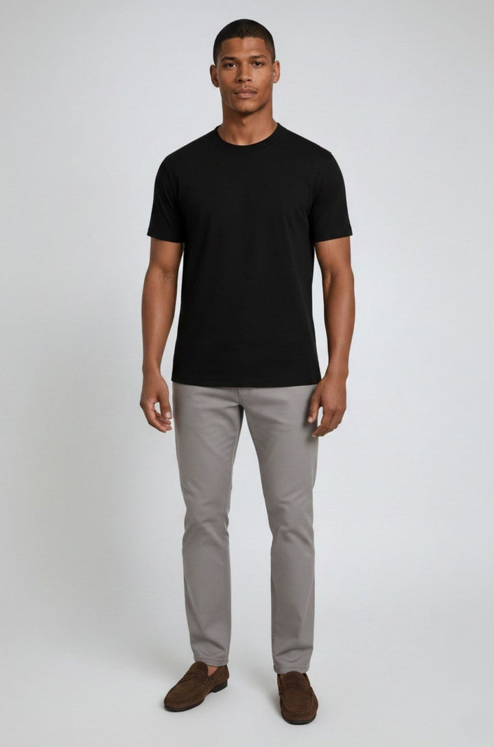 Herre Slim-Fit Merceriseret T-shirt i Sort