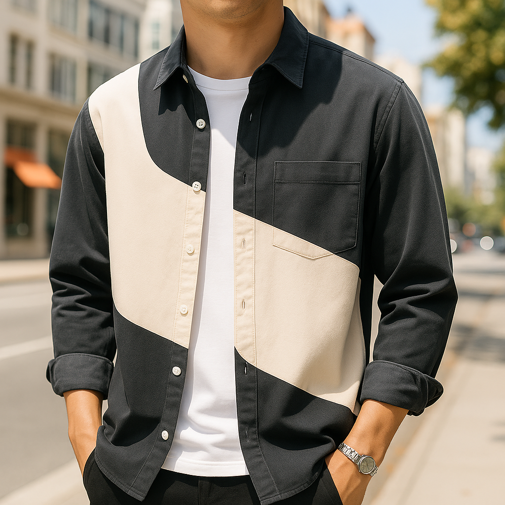 Bomulds Bicolor Skjorte