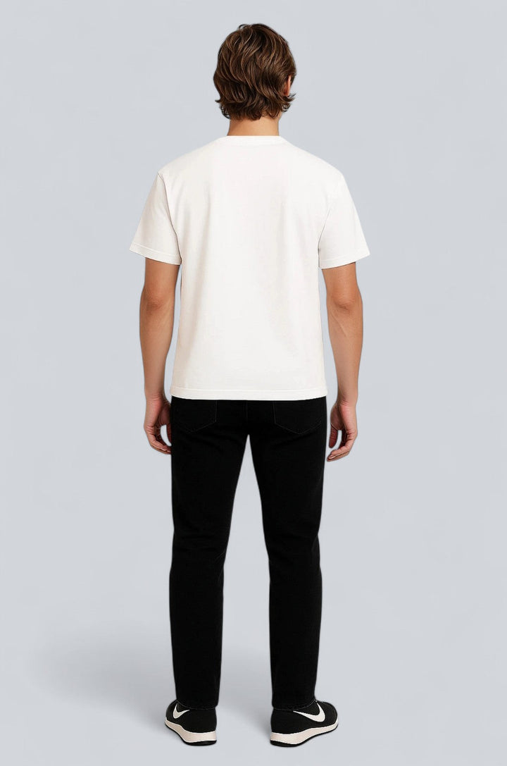 Herre T-shirt i Bomuld – Åndbar Kortærmet Rund Hals – Hvid