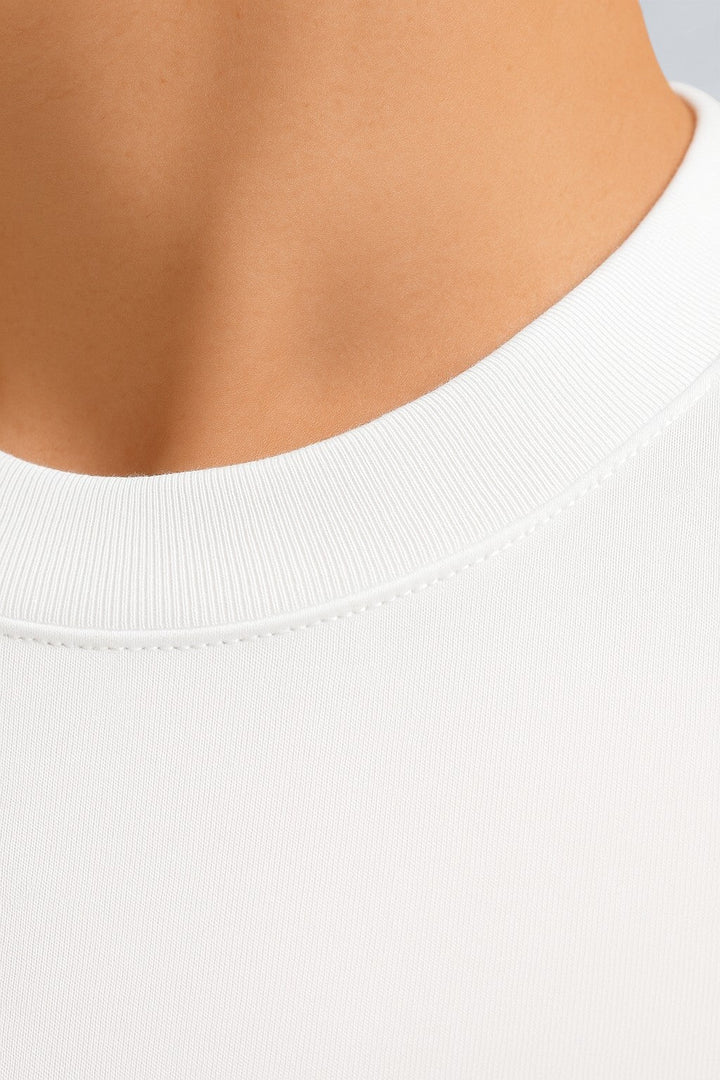 Herre T-shirt i Bomuld – Åndbar Kortærmet Rund Hals – Hvid