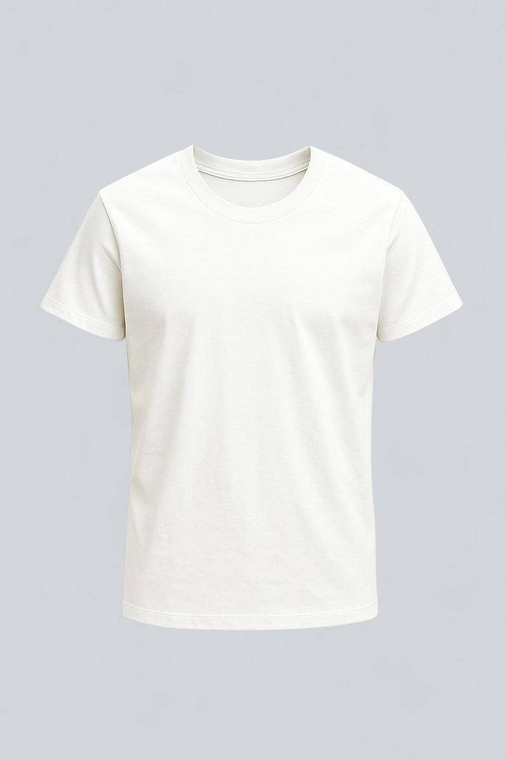 Herre T-shirt i Bomuld – Åndbar Kortærmet Rund Hals – Hvid