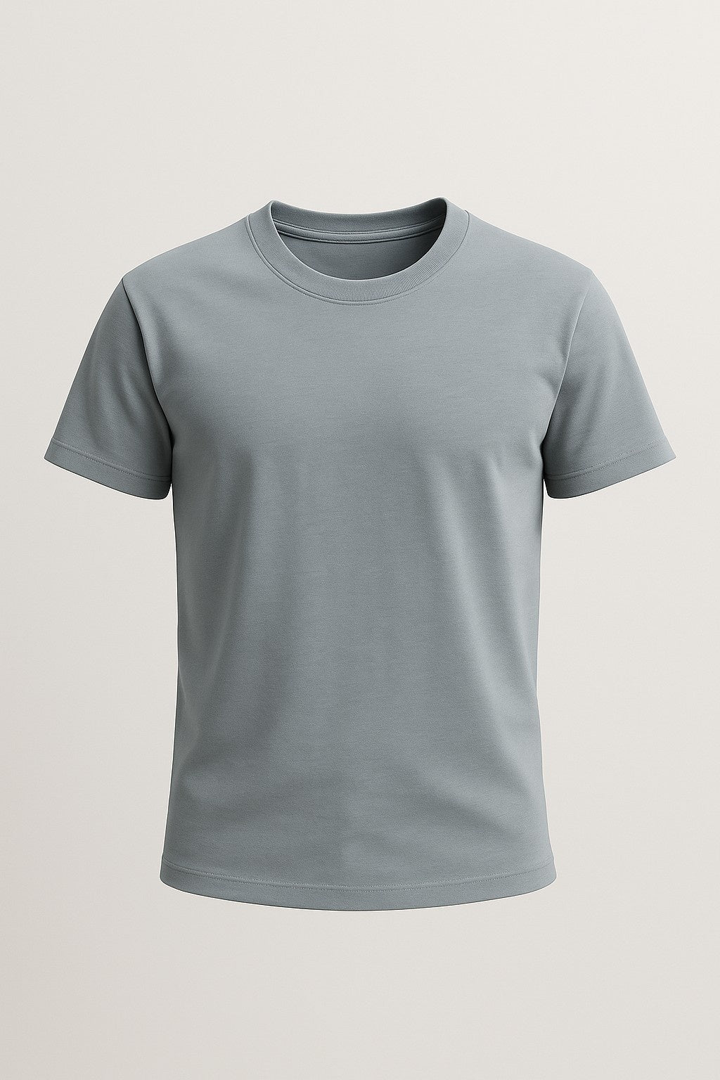 Herre T-shirt i Bomuld – Åndbar Kortærmet Rund Hals – Jerngrå