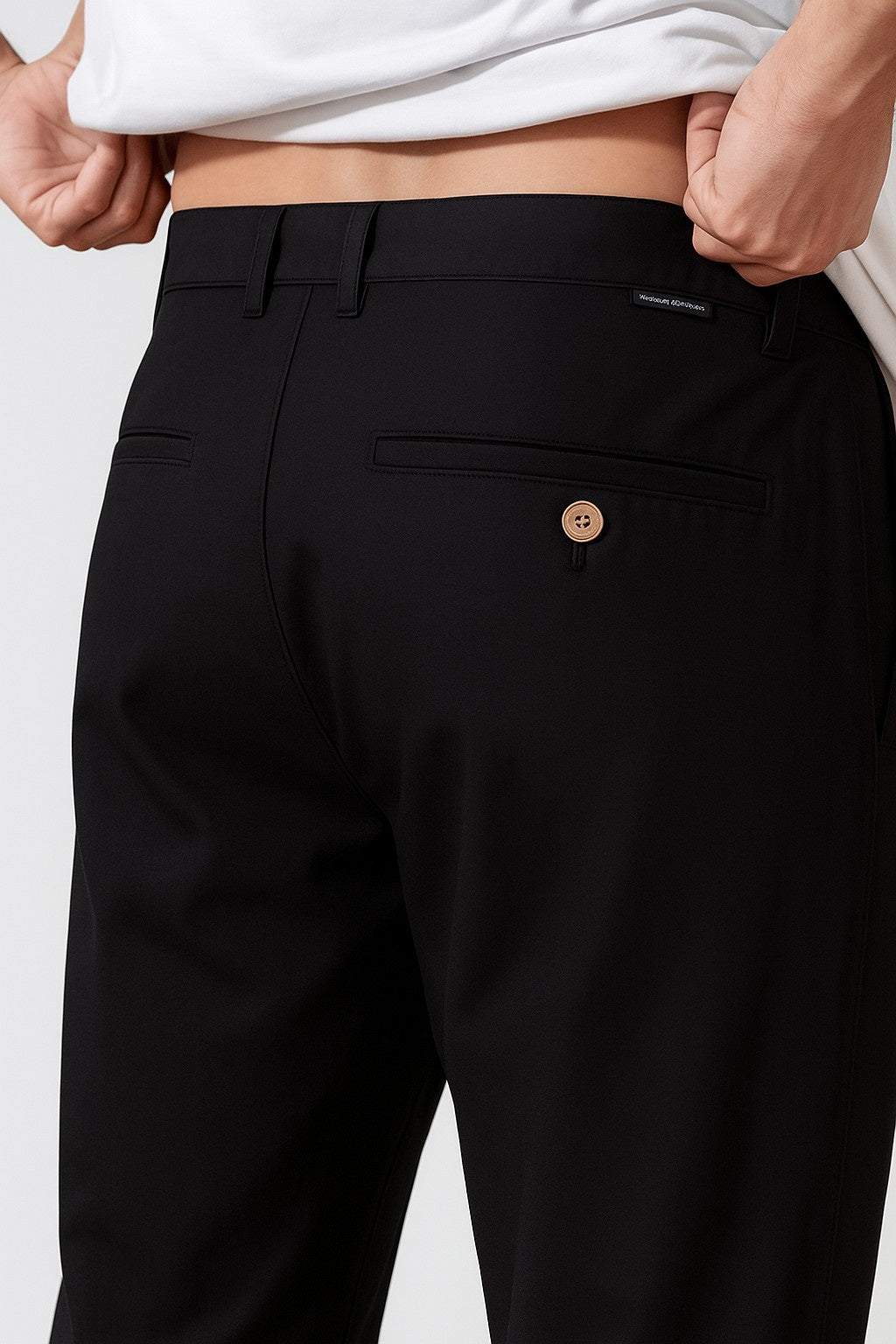 Herrebukser – Straight Fit Bomuld med Stræk – Sort – Fire Årstider – Kontor & Casual