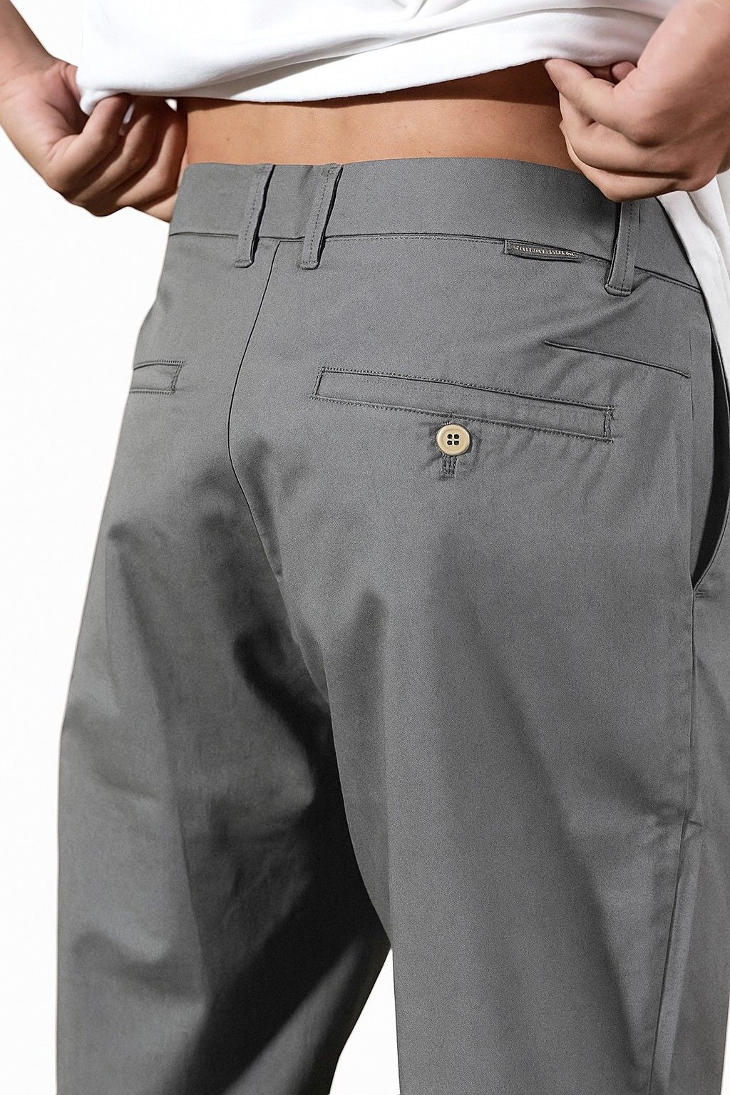 Herrebukser – Straight Fit Bomuld med Stræk – Grå – Fire Årstider – Kontor & Casual