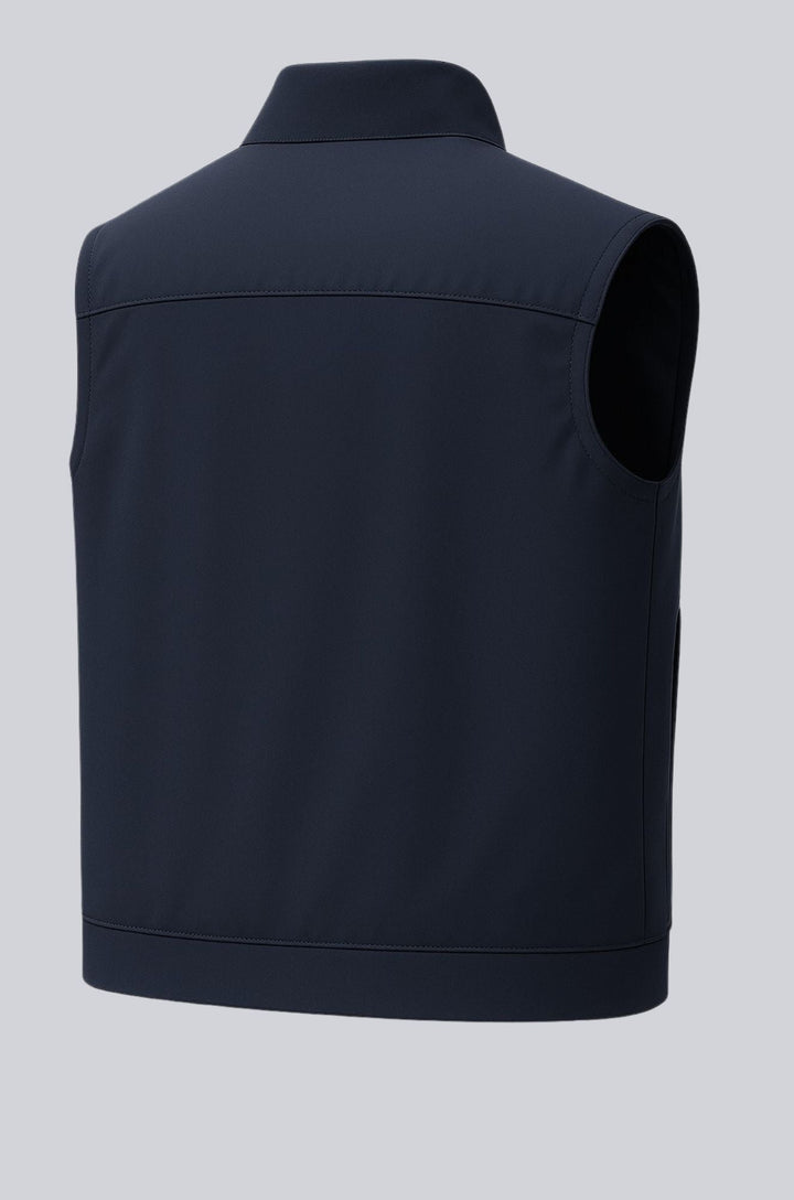 Herre Casual Ståkrave Vest med Lynlås – Marineblå Bomuldsblanding