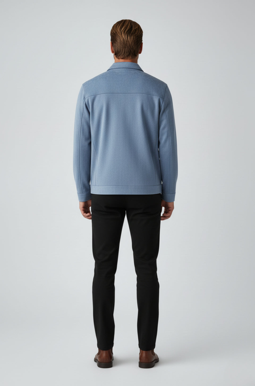 Dusty Blue Suede Jakke til Mænd – Elegant og Alsidig Hverdagsjakke