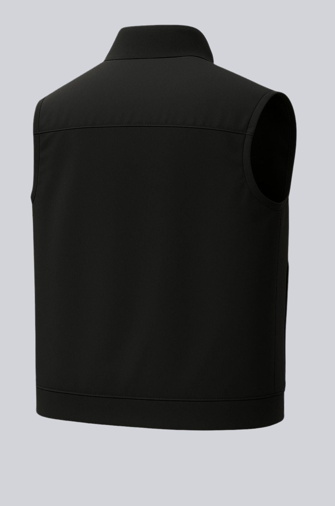 Herre Casual Ståkrave Vest med Lynlås – Sort Bomuldsblanding