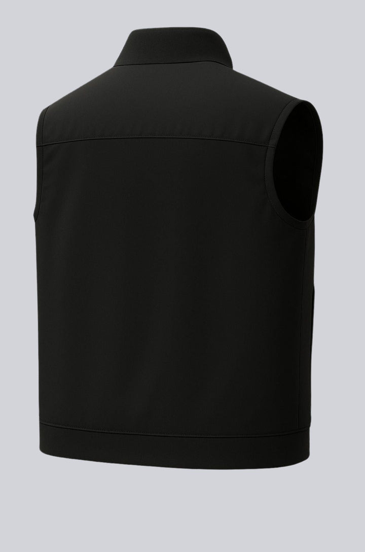 Herre Casual Ståkrave Vest med Lynlås – Sort Bomuldsblanding