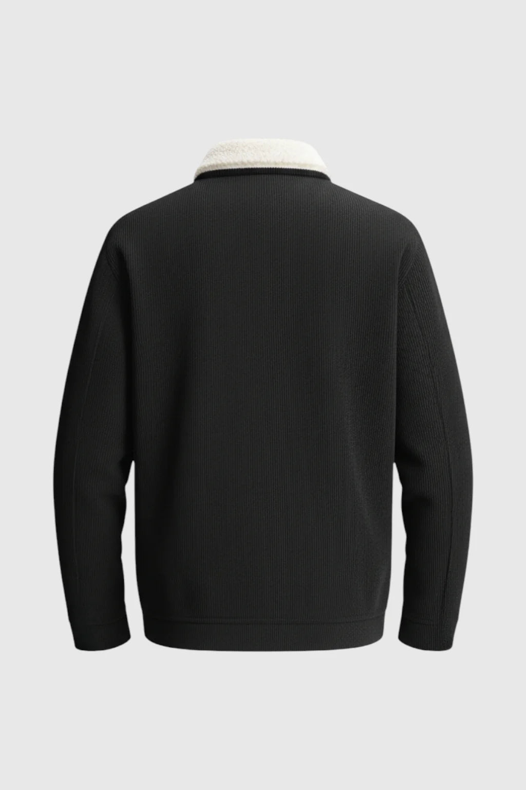 Herrejakke i fløjl med sherpa-krave og trykknapper - Sort