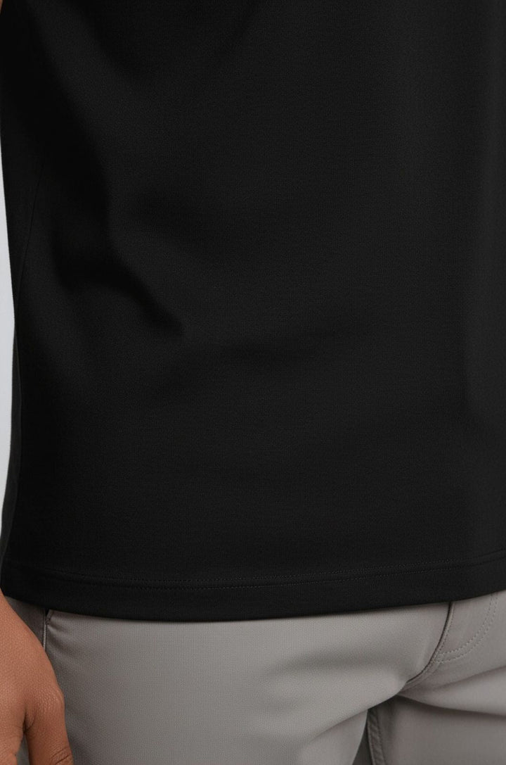 Herre Slim-Fit Merceriseret T-shirt i Sort