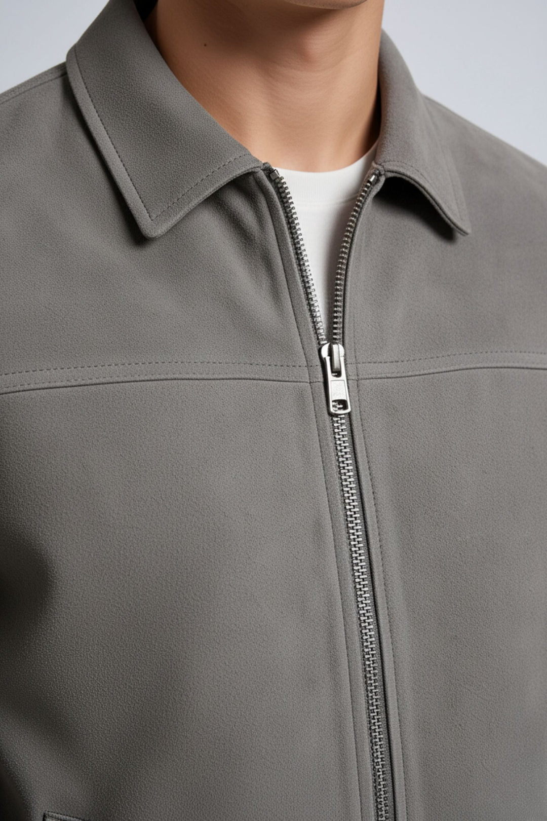 Grå Suede Jakke til Mænd – Moderne Casual Jakke