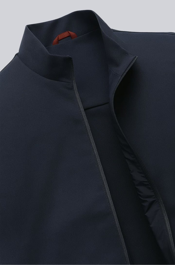 Herre Casual Ståkrave Vest med Lynlås – Marineblå Bomuldsblanding