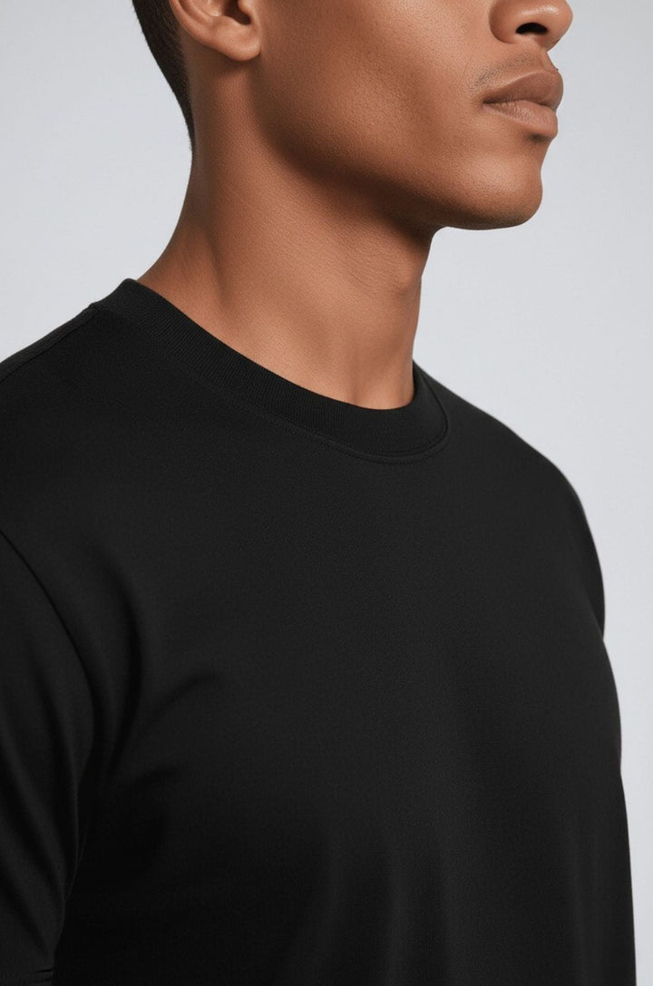 Herre Slim-Fit Merceriseret T-shirt i Sort