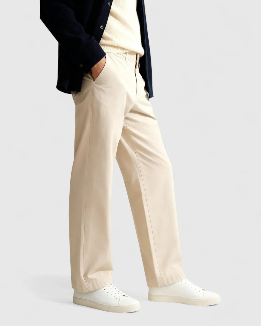 Herre Chinos i Sandy Beige – Løs Pasform