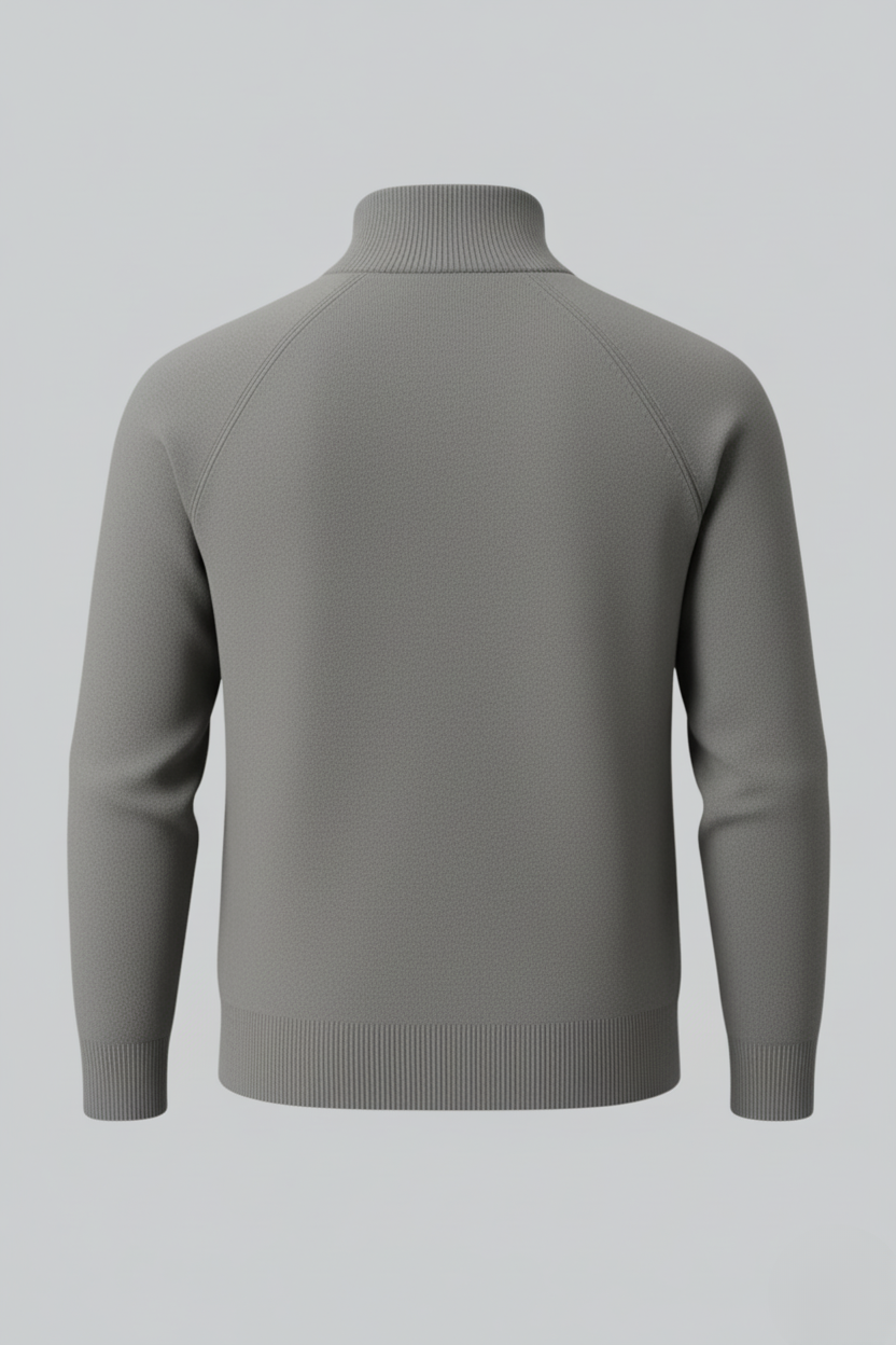 Herre Half-Zip Striktrøje med Ståkrave – Grå