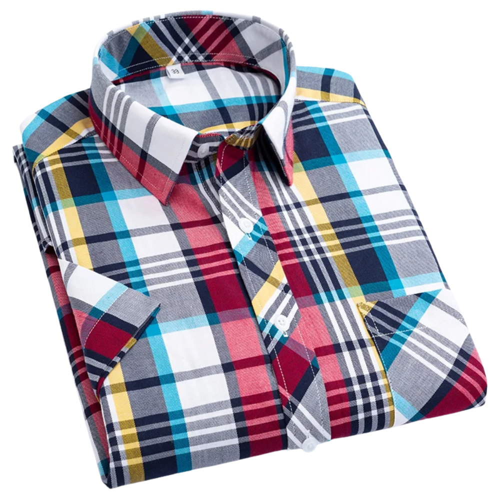 Kortærmet Ternet Skjorte i Bomuld