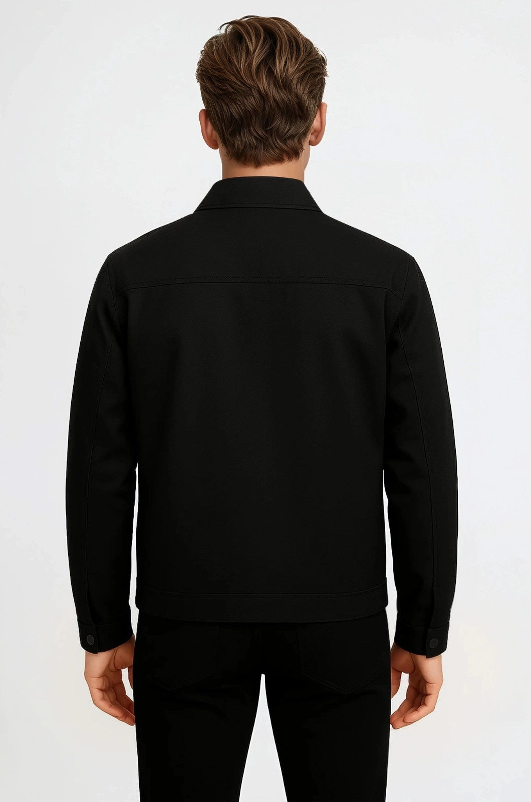 Letvægts Twill Jakke til Mænd – Sort – Regular Fit