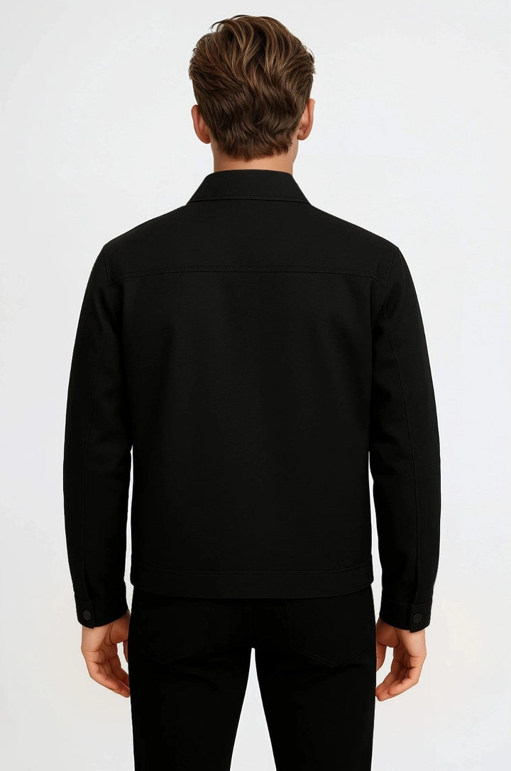 Letvægts Twill Jakke til Mænd – Sort – Regular Fit