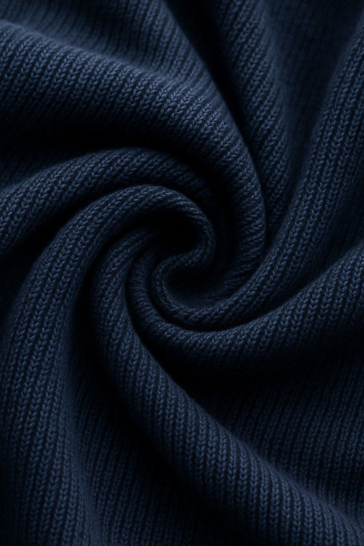 Herre Half-Zip Striktrøje med Ståkrave – Kongeblå