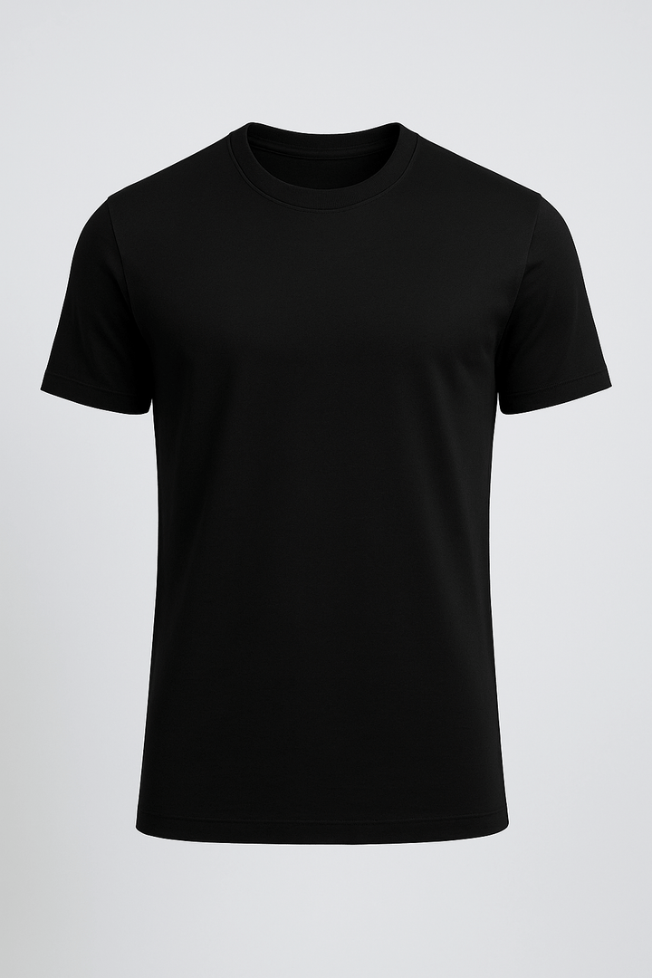 Herre Slim-Fit Merceriseret T-shirt i Sort