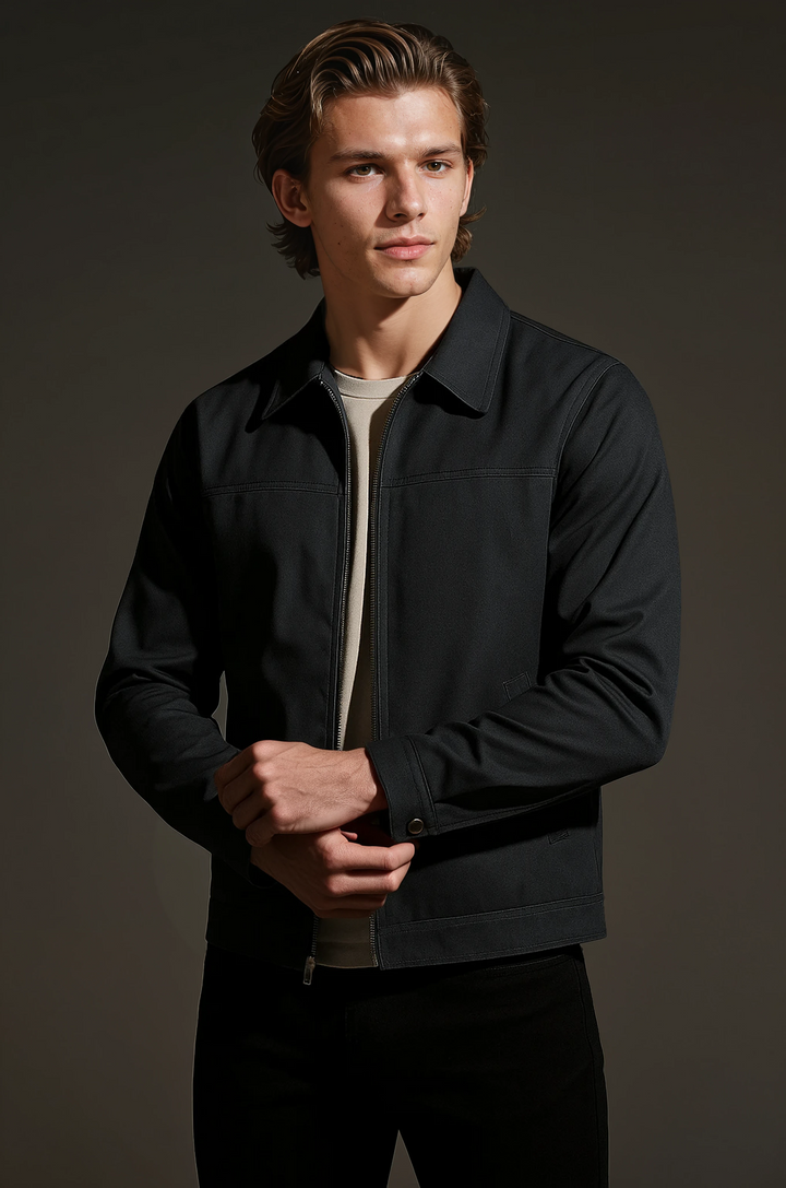 Letvægts Twill Jakke til Mænd – Mørkegrå – Regular Fit