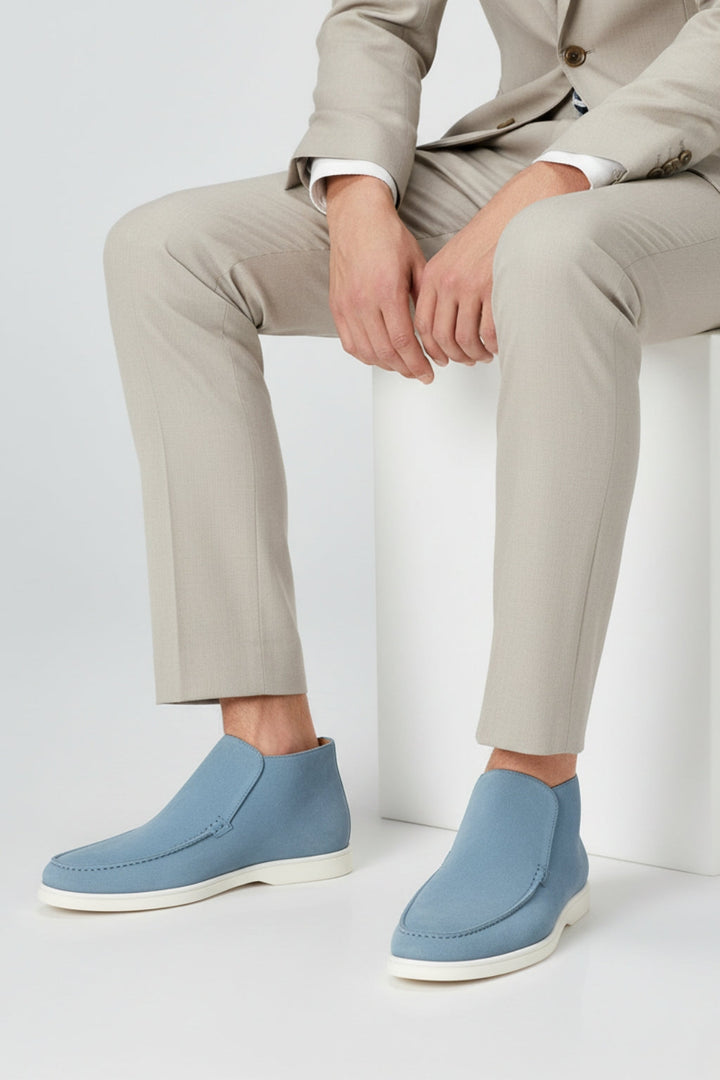 Herre Ruskinds Loafer Støvler – Slip-On Chukka Stil, Flad Hæl – Lyseblå