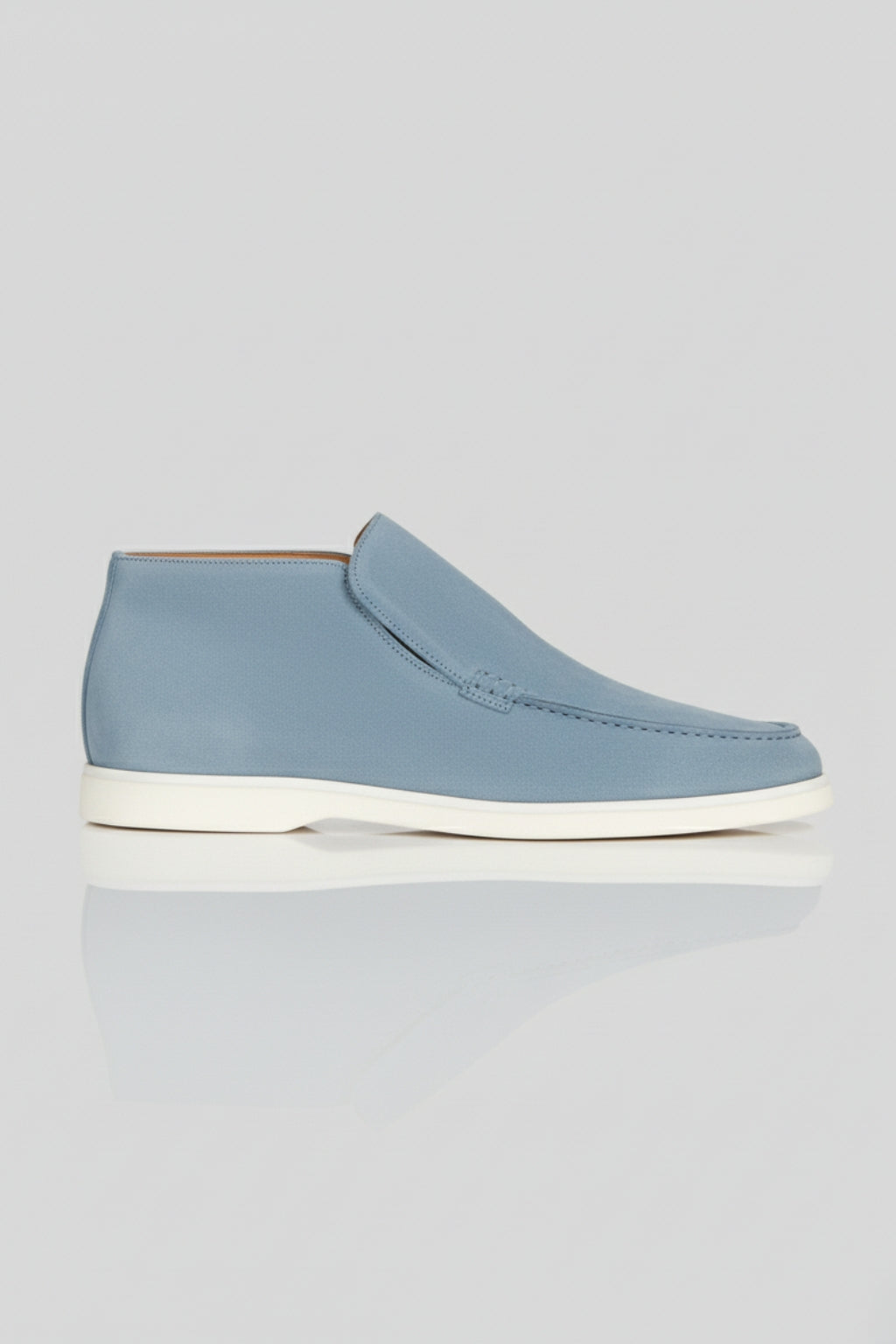 Herre Ruskinds Loafer Støvler – Slip-On Chukka Stil, Flad Hæl – Lyseblå