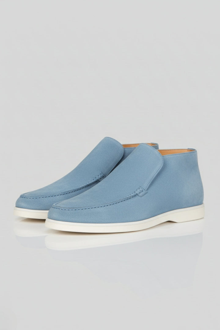 Herre Ruskinds Loafer Støvler – Slip-On Chukka Stil, Flad Hæl – Lyseblå