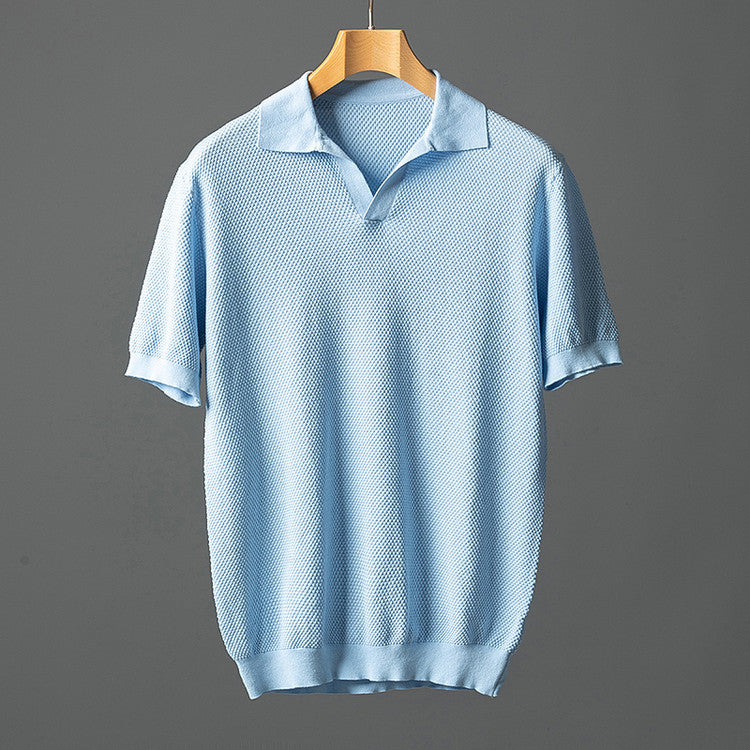 Elegant Cotton Knit Polo Shirt