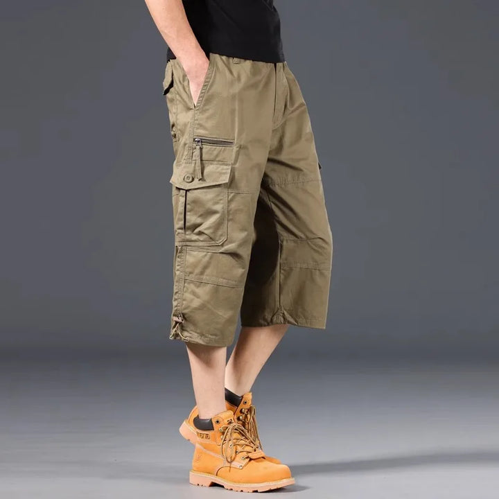 Lange Bomulds Cargo Shorts