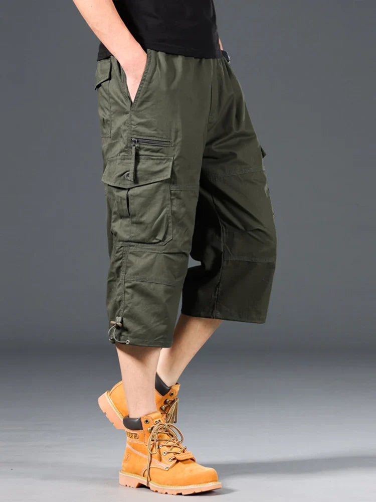Lange Bomulds Cargo Shorts