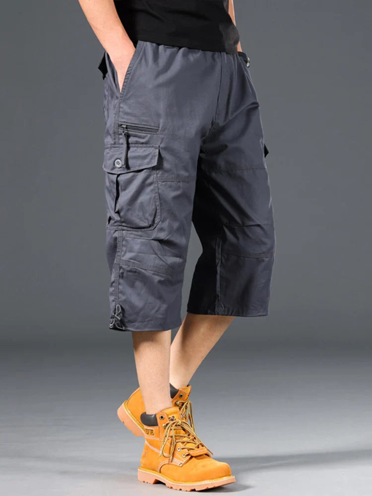 Lange Bomulds Cargo Shorts