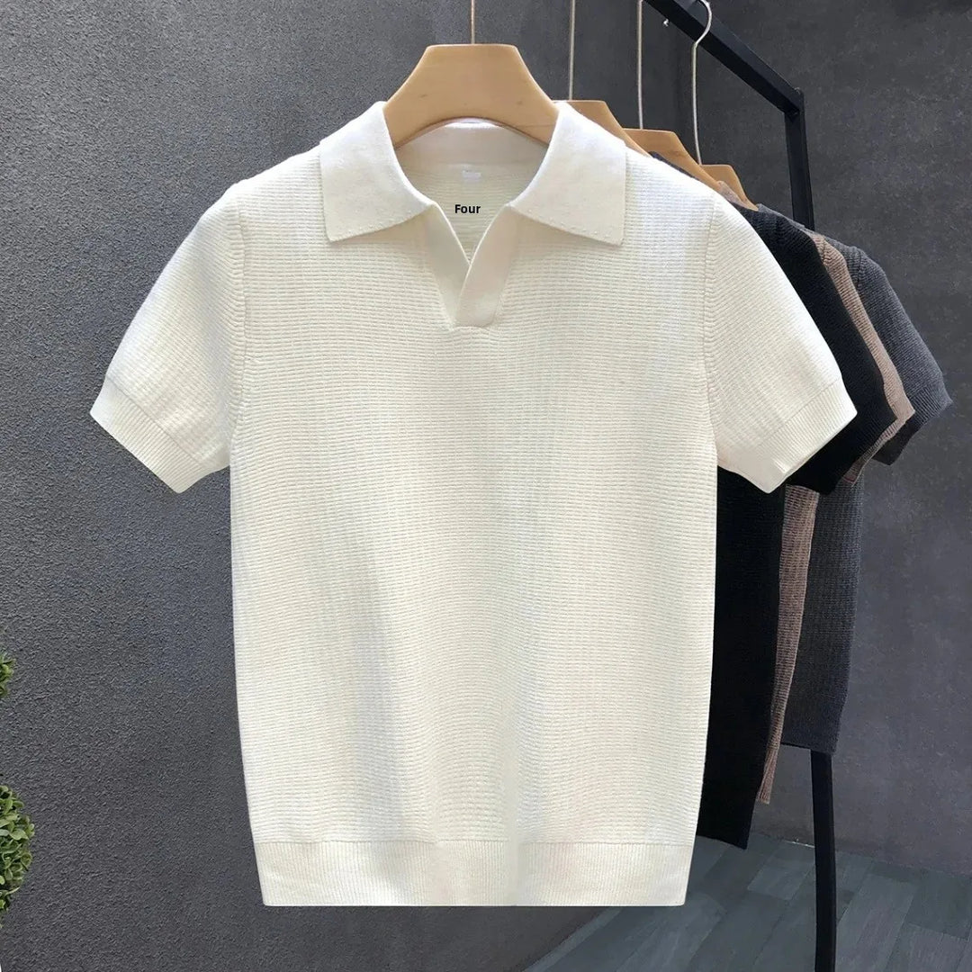 Åndbar Strikket Polo Shirt