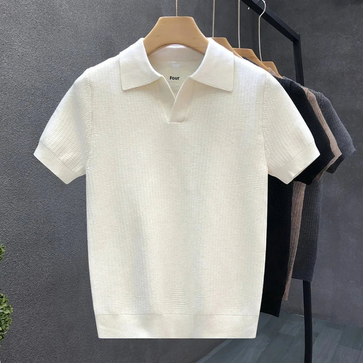 Åndbar Strikket Polo Shirt