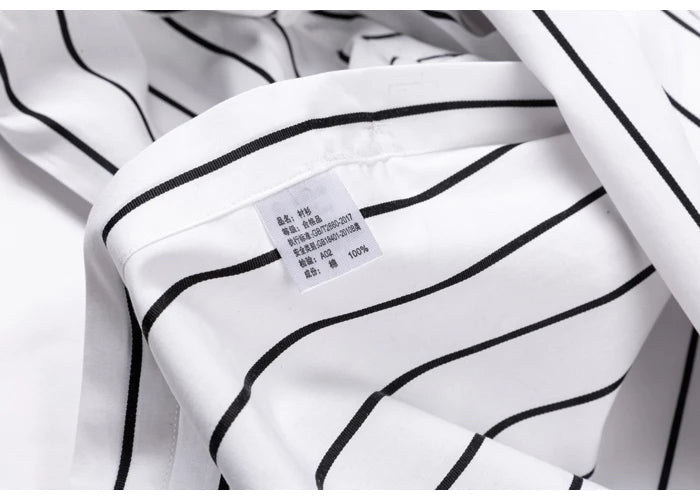 Elegant Stribet Bomulds Skjorte