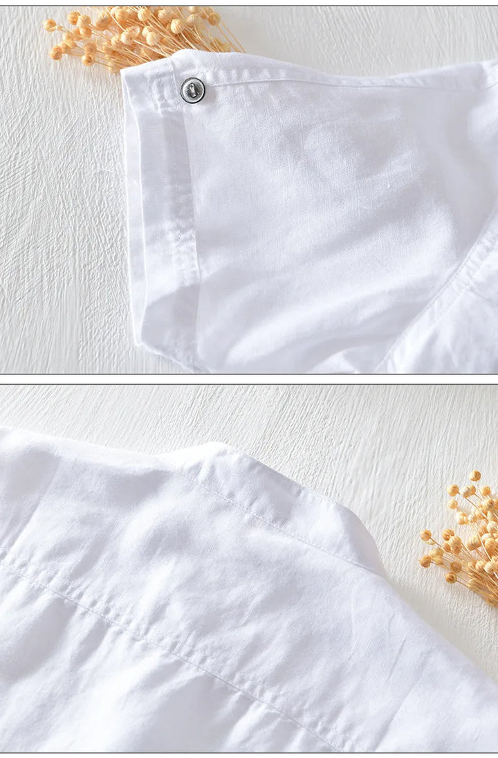 Kortærmet Bomulds- og Linnedskjorte