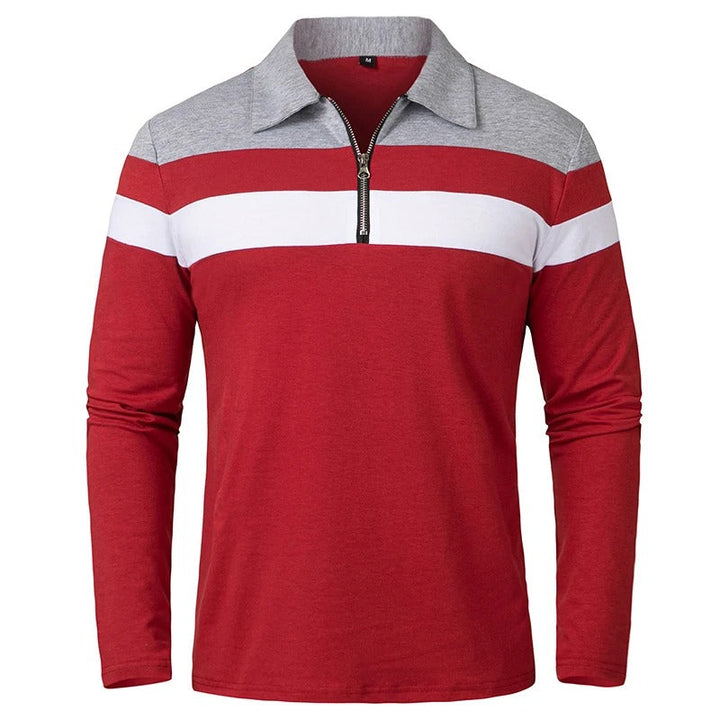 Elegant Stribet Zip Sweater